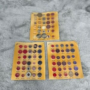 Vintage Lansing Button Assortment Card Lot Pink Purple Gray Crafting Sewing